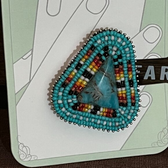 Southwestern Turquoise & Seed Beads Phone Grip Pop Socket NEW - Picture 2 of 2